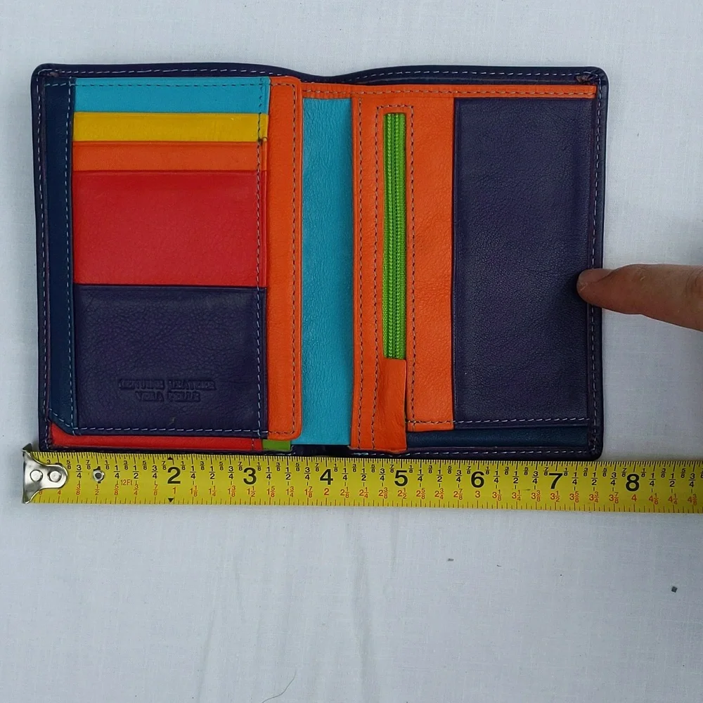 Vera Pelle Purple Multicolor Tri-fold Wallet - Picture 11 of 11